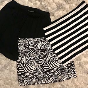 Skirts- Lot of 3 Brandy Melville Forever 21 No Boundaries Black and White